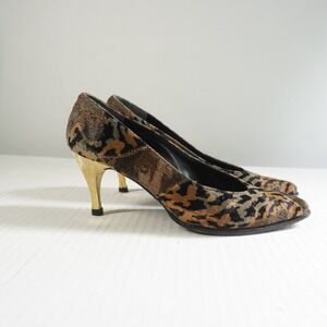 Stuart Weitzman‎ Leopard Print Heels Gold Stiletto Pumps Size 5.5